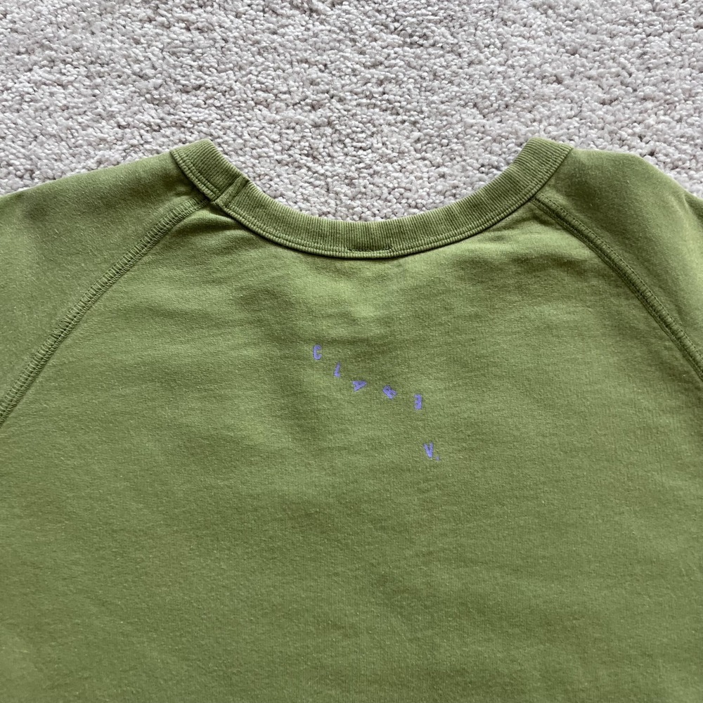 Clare V Tiger Graphic Sweatshirt Womens XL Green Terry Raglan Crewneck Pullover - Picture 3 of 15